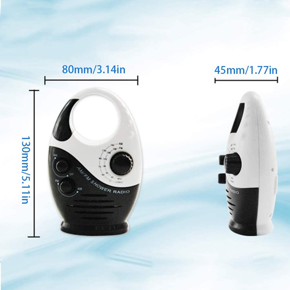 Shower Radios Waterproof AM FM Bathroom Shower Radio Portable Speaker Battery Powered Adjustable Volume
