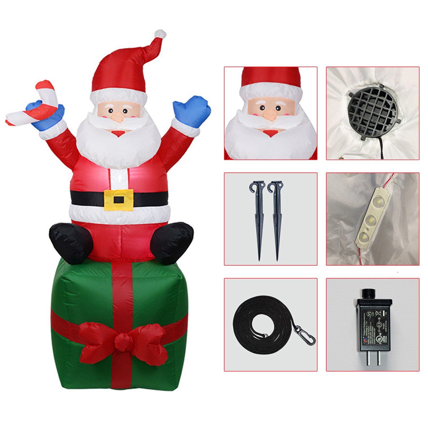6FT Opblaasbare Kerstman Blow Up Kerstversiering Met Led Verlichting Voor Thuis Yard Winkelcentra Xmas Party Decor Eu plug