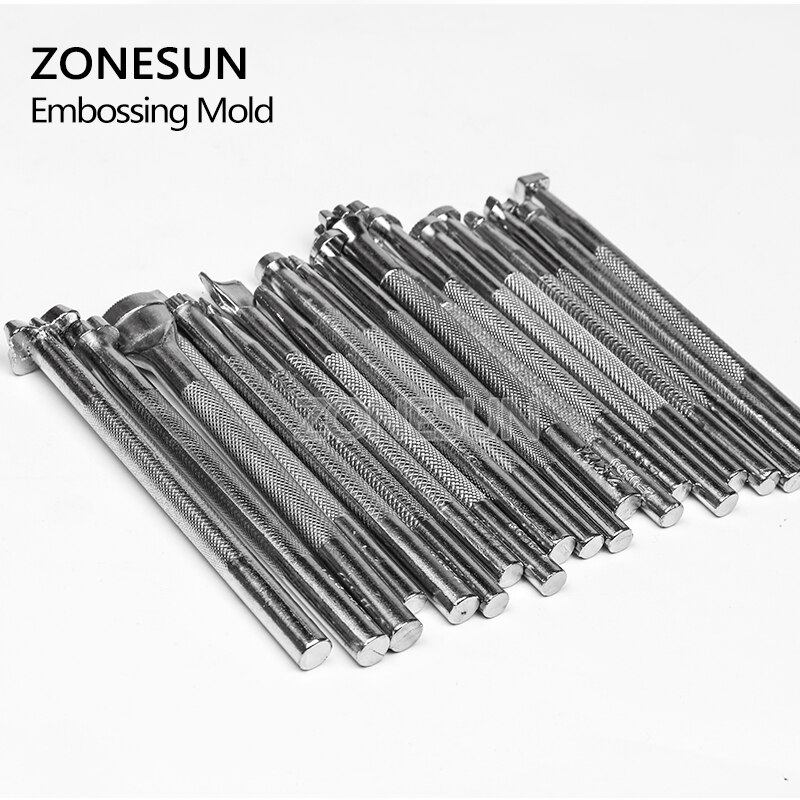 ZONESUN-kit de grabado en cuero, herramientas para tallar cuero, sellos para manualidades, estampación de artesanía en cuero, Impresión de Metal sólido