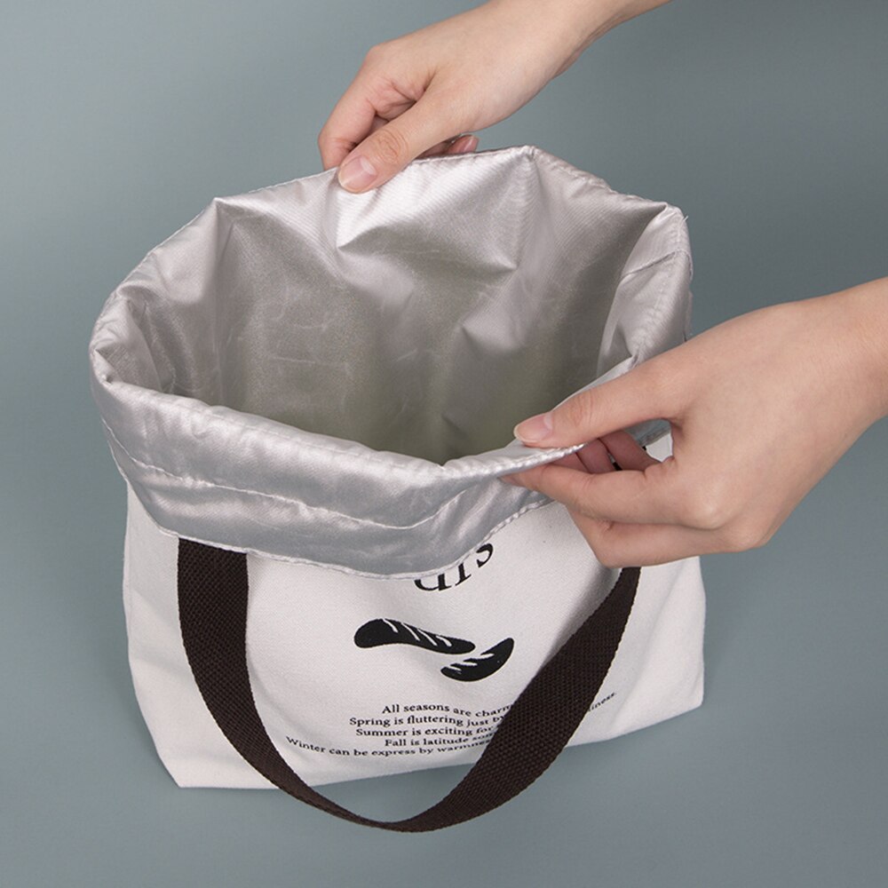 Borsa da pranzo in tela fodera in foglio di alluminio spesso scatola da pranzo borsa termica borsa da Picnic contenitore per la cena borse per la conservazione degli alimenti scolastici