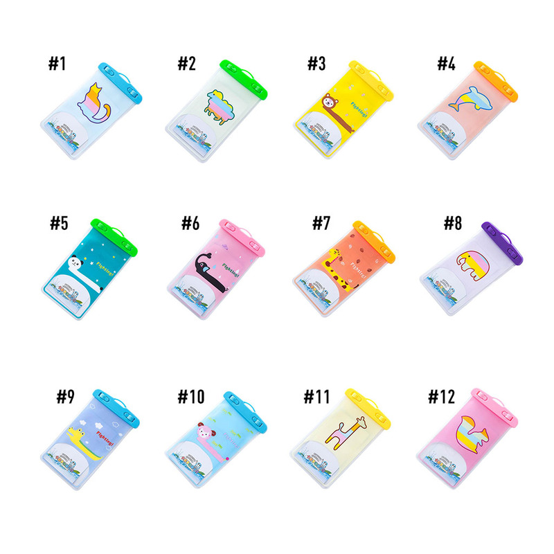 Mobile Phone Bag Cartoon Animal Touch Screen Smartphone Case Cover Pocket with Lanyard for IPhone Android Waterproof Swimming