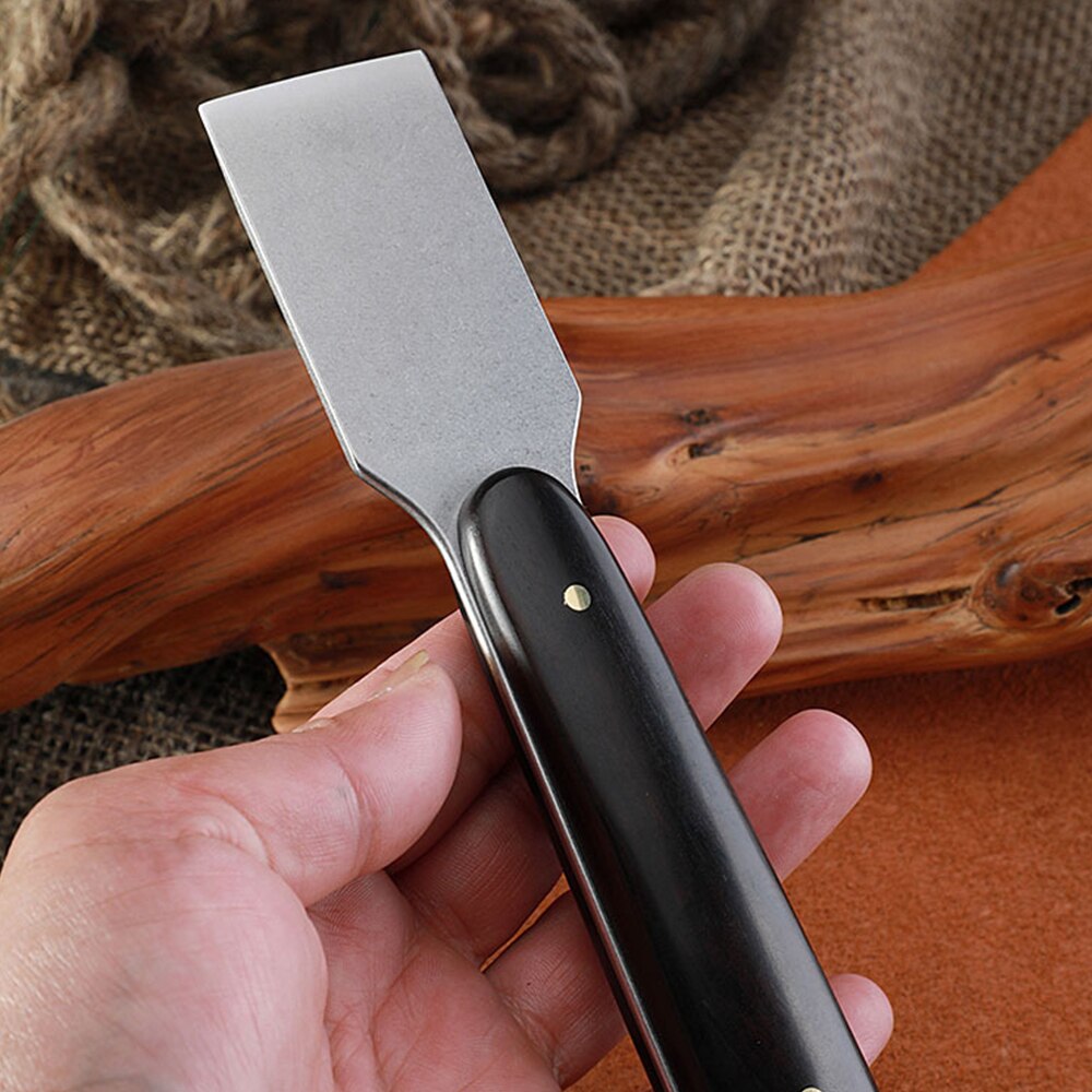 Sharp Leather Skiving Knife Stainless Steel Leather Cutting Knife Craft Tool with Wooden Handle Leathercraft Cut
