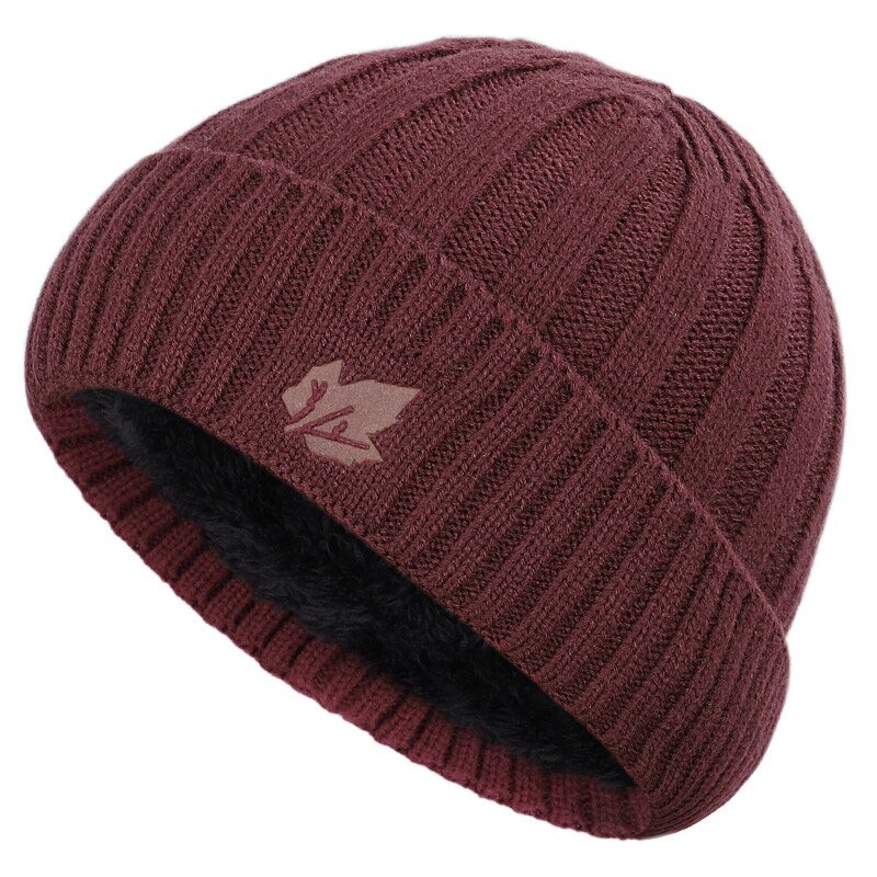 Chapeau écharpe d'hiver en feuille d'érable | Chapeau pour hommes et femmes, chapeau rayé en coton, tricot , ensemble écharpe en velours Plus bavoir épais,: Wine-2