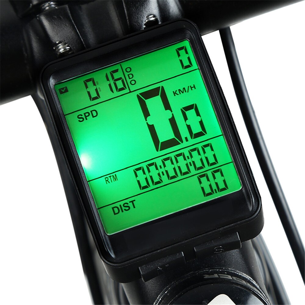Kebidumei Wireless Bicycle Computer - Waterproof MTB Odometer & Stopwatch - 2.1" Display: Green LightWireless