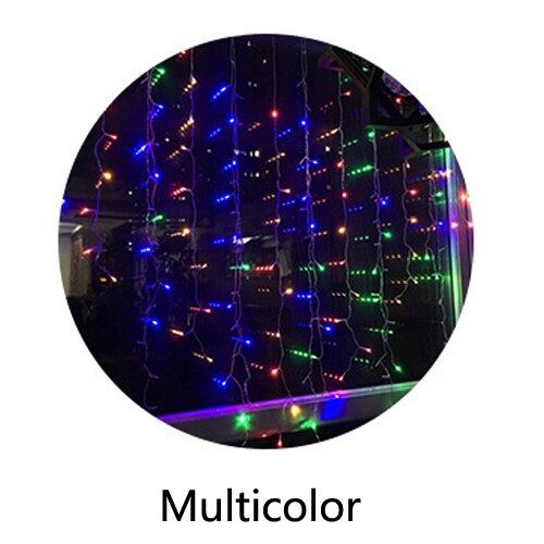 3M X 3M Ijspegel Garland Led Gordijn Lichtslingers Kerst Decoraties Party Home Patio Bruiloft Kerstverlichting voor Kamer: multicolour / EU Plug 220V