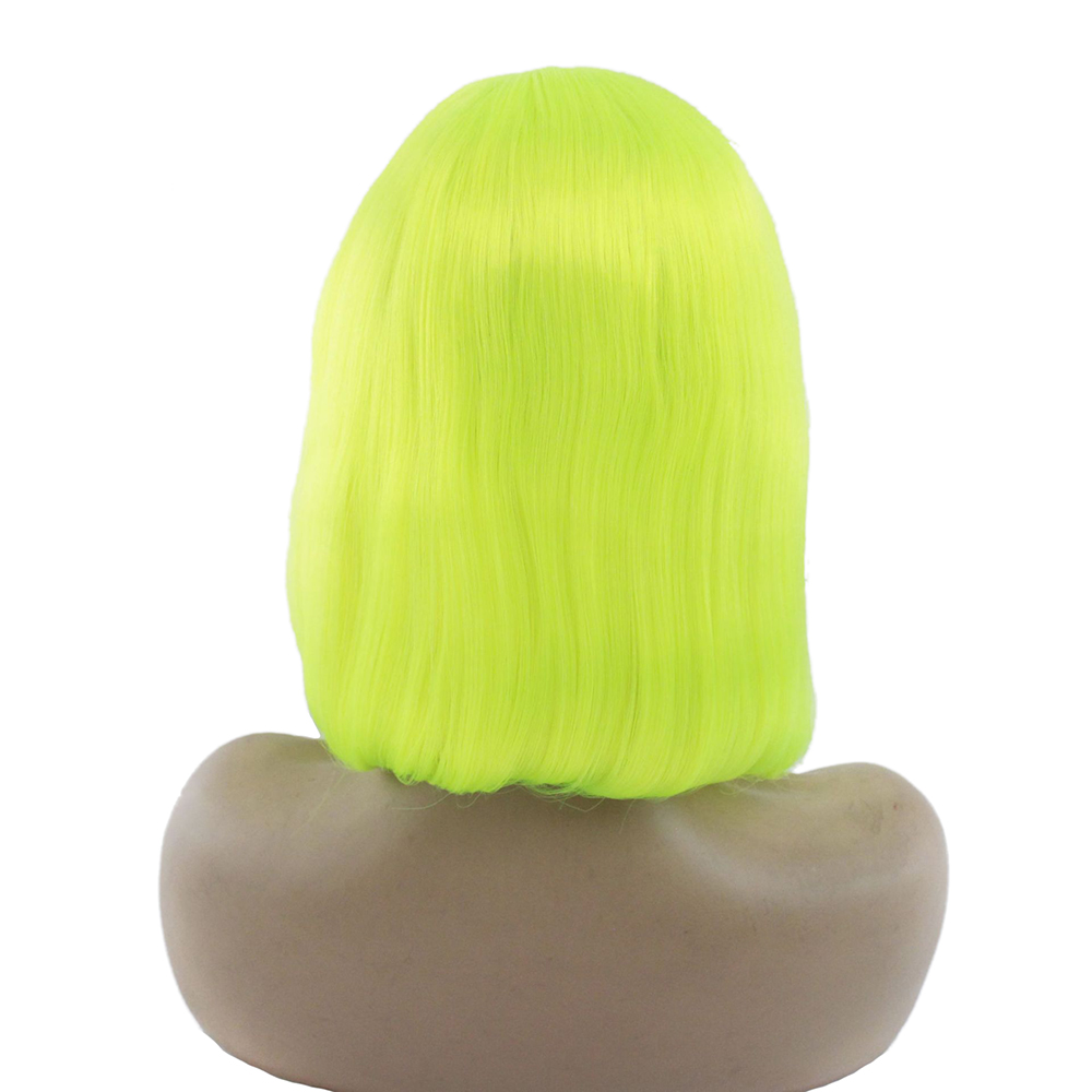 Similler groene fluorescerende roze bob synthetische kant voorpruiken kort haar steil voor vrouwen zwart klassiek middendeel