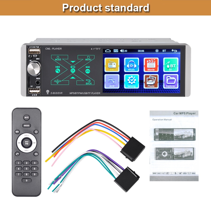 Smart AI Voice Capacitive Screen Player Single Lngot MP5 USB DVR Artificial Intelligence 4.1 Inches Bluetooth Dual Channel