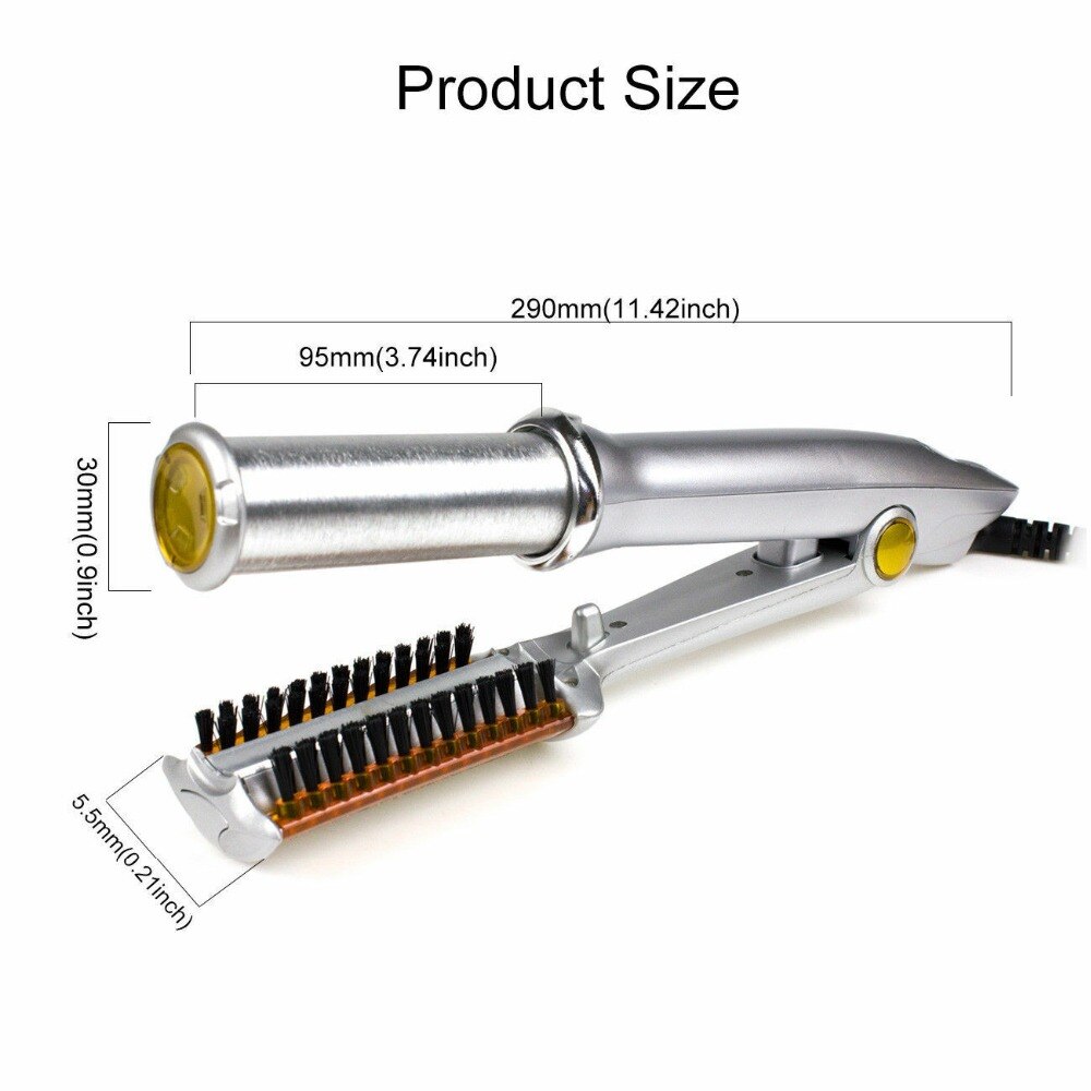 Fer à lisser et boucler 2 en 1, outil de coiffure, plat avec brosse