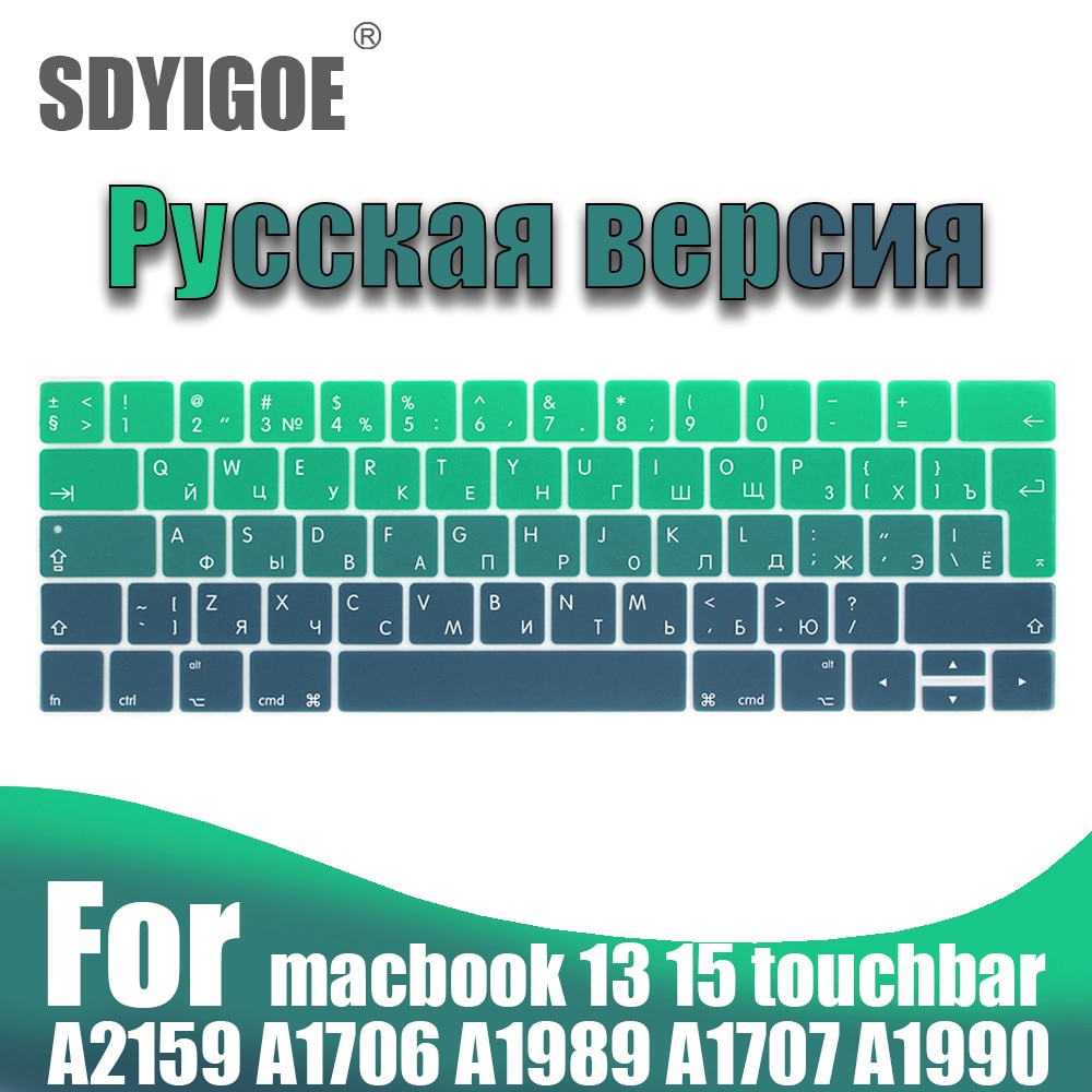 Für Macbook Profi13 15 touchbar tastatur abdeckung Russischen Laptop tastatur schutzhülle Film haut tastatur fallen A2159 A1707A1989A1990