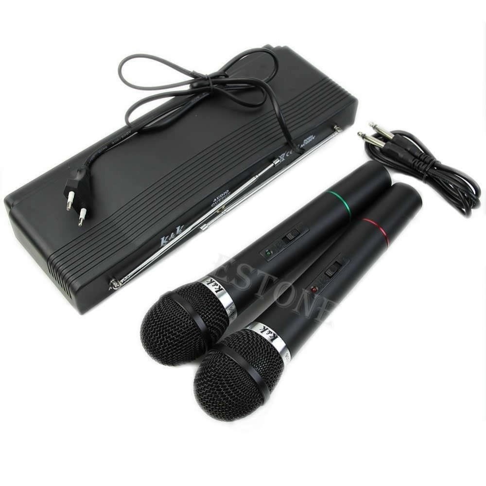 Dual 2 Microfoons Handheld Draadloze Draadloze Microfoon Systeem Professionele Ontvanger