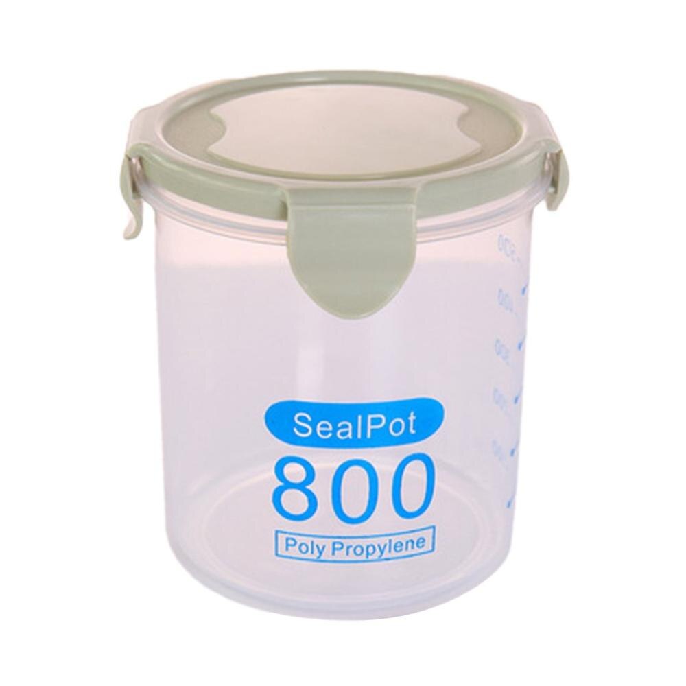 Multi-functional Clear Plastic Sealed Cans Storage Tank Kitchen Dry Food Containers Home Food Grain Storage Jar: Light green / l