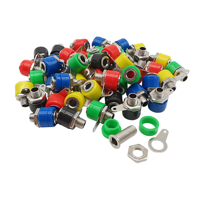 25 Stücke 5 Farbe 4mm Bananenbindung Post Prüfung Stecker 4mm Bananen Buchse Stecker Jack Adapter DIY verrotten Schwarz Grün Gelb Blau