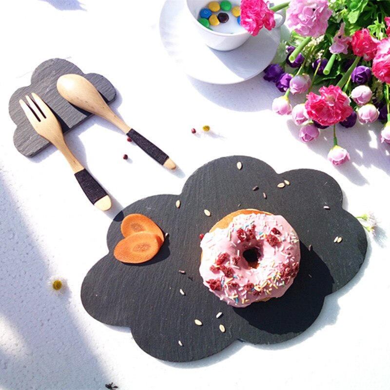 Natural Slate Leaf Dinner Plate Solid Stone Steak Dish Sushi Barbecue Cheese Pizza Fruit Flat Plate Food Tea Tray