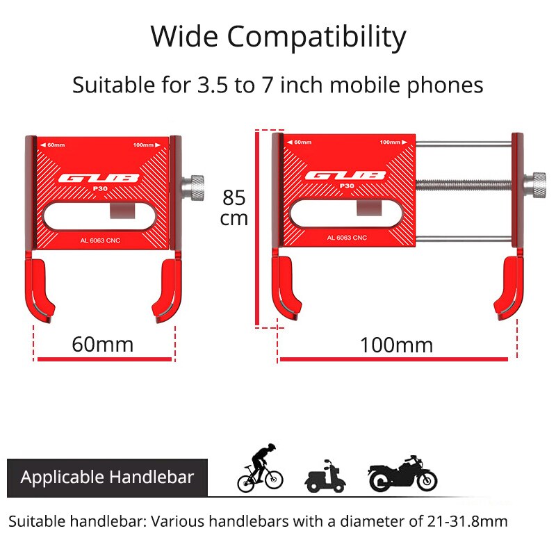 Gub Fiets Telefoon Houder Aluminium Ondersteuning Voor Bike Motorcycle 3.5-7.0 Inch Mobiele Telefoons Stand Mtb Stuur Mount