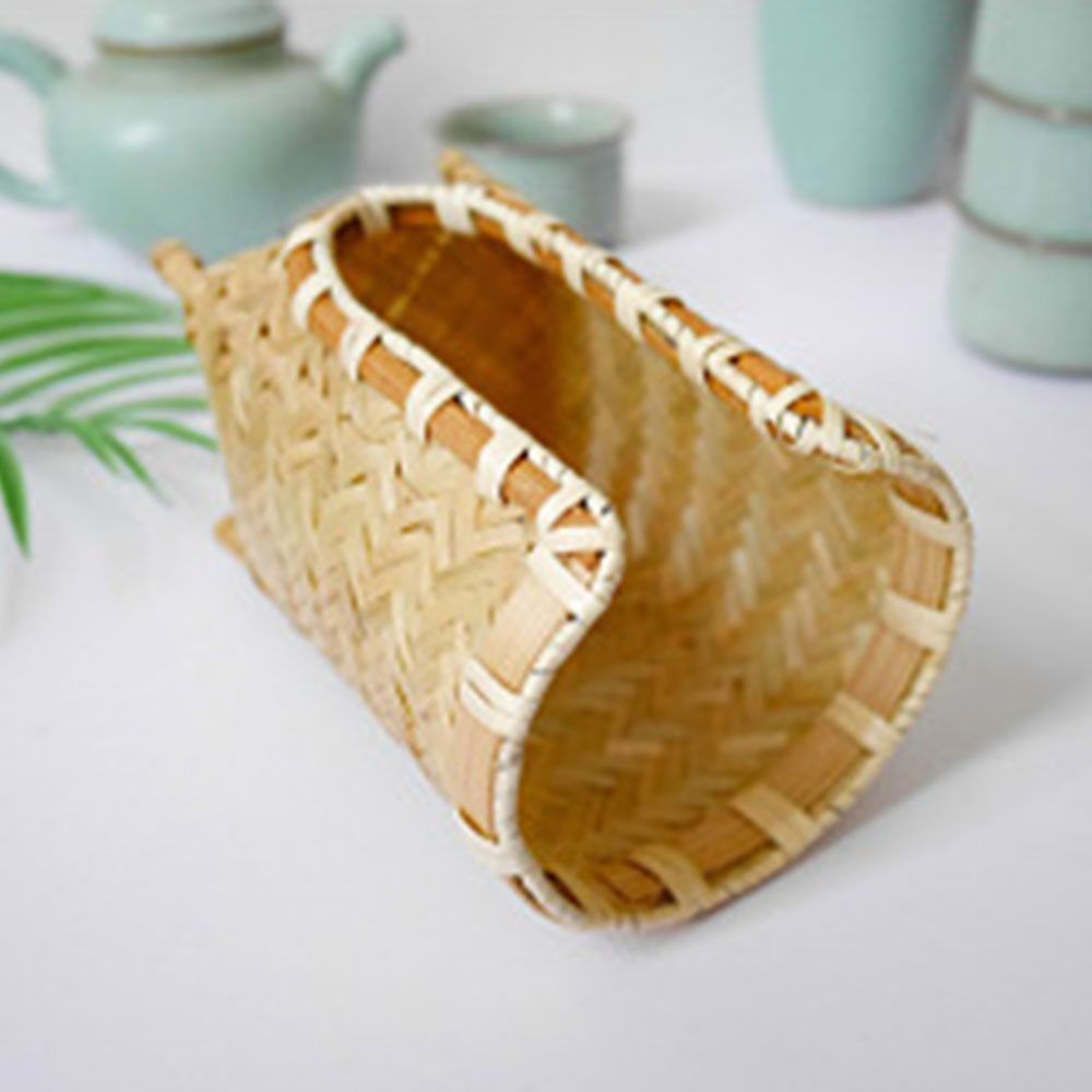 Portavasos tejido de bambú, cesta de almacenamiento de tazas de té Retro hecha a mano, dispensador de vasos de papel de estilo japonés que ahorra espacio para Baño