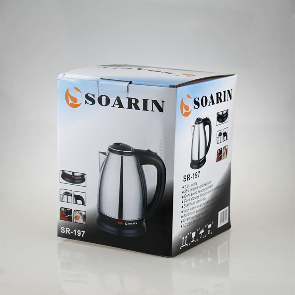 220V Kettle 2L Stainless Steel Electric Kettle 2000w Water Boiler Kettle Quick Heating Auto Power-off Protection Kitchen Home