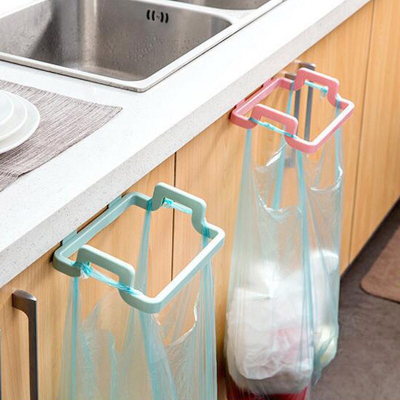 Portable Kitchen Cabinet Trash Rack Cupboard Door Back Hanging Trash Rack Storage Rack Holder Kitchen Gadgets Plastic