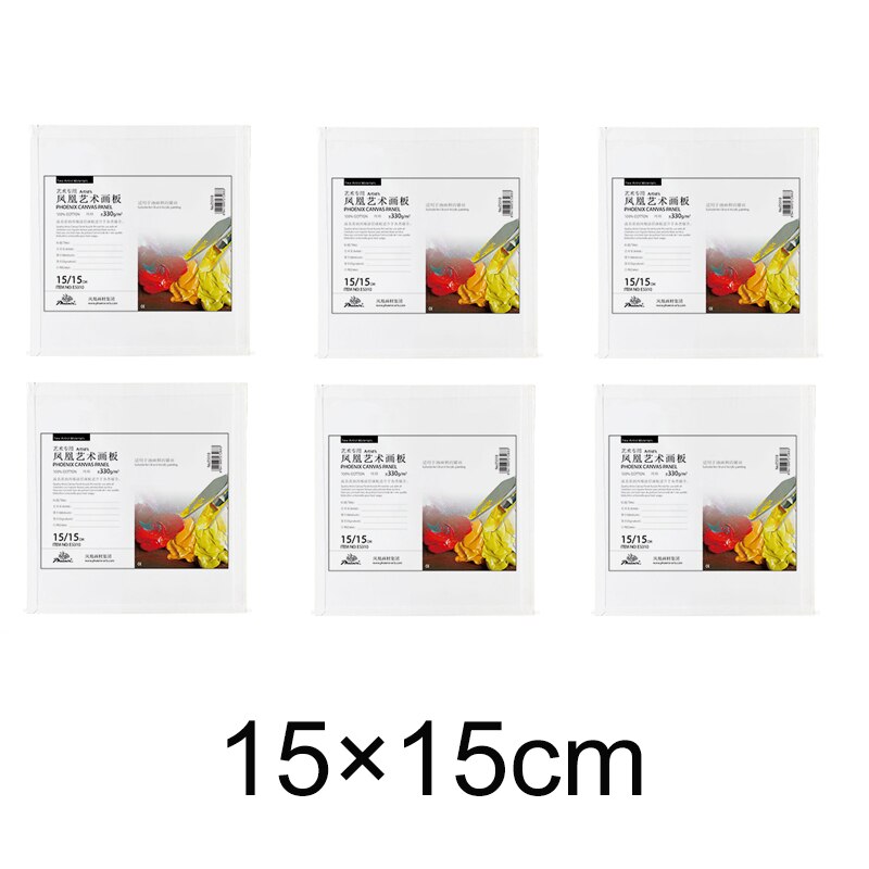 PHOENIX Canvas Panel Pure Cotton Drawing Board Oil Acrylic Painting Square Rectangle Round Oval Shape: 15x15 square