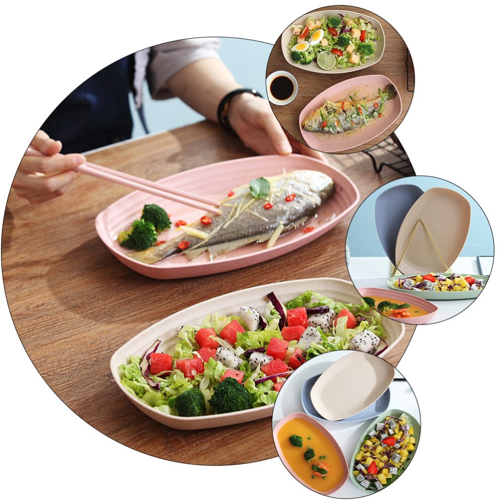 6pcs Food Plates Oval Dessert Plates Fruit Plates Grandado