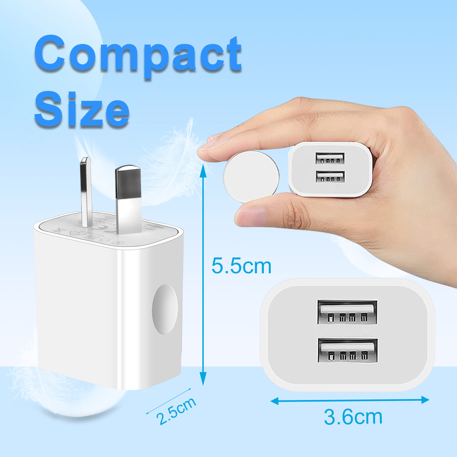 1/3/5/10 Uds cargador Universal 5V 2.1A adaptador de enchufe AU teléfonos móviles enchufe de alimentación de doble puerto adaptador de pared estándar para teléfono móvil