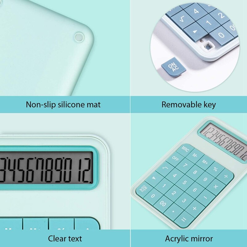 Large Button Calculator 12 Digit LCD Office Calculator with Large Display for School Office Home Counter - Turquoise
