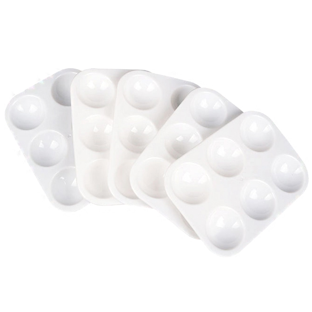 25pcs Artist Kids Adults Drawing Rectangular Tray Makeup 6 Well Plastic Watercolor Pallets Paint Palette Pigment Art Supplies