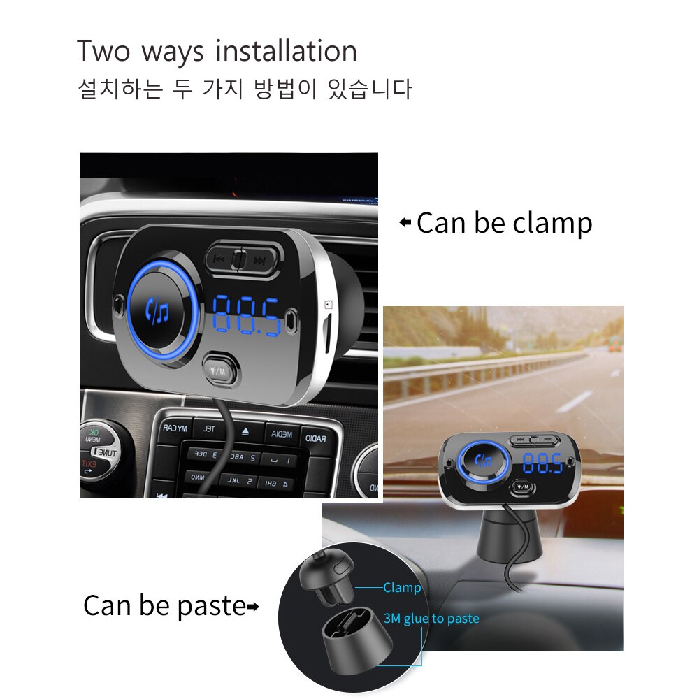 Eanop Fm Modulator Zender Bluetooth 5.0 Fm Radio Dual Usb 3.1A QC3.0 Autolader Handsfree Car Kit Draadloze Fm Zender