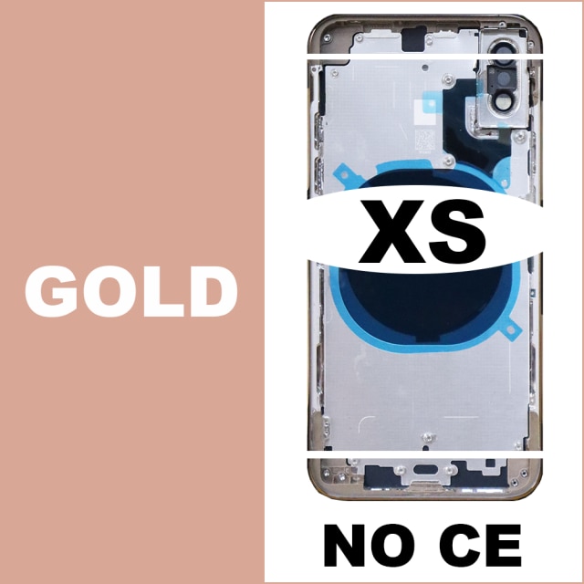 Voor Iphone Xs Xs Max Batterij Back Cover + Midden Chassis Frame + Sim Tray + Side Key Onderdelen Behuizing case Geen Flex Kabel +: Xs-Gold - NO CE