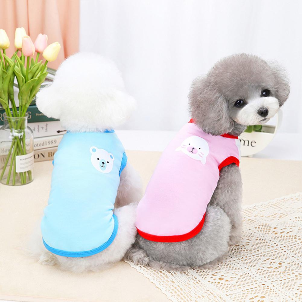 Haustier Weste Karikatur Ebene Druck Entzückende Polyester Zwei-auf Beinen Hund zur Seite fahren Bluse für Sommer Hund Kleider Lieferungen Haustier Produkte