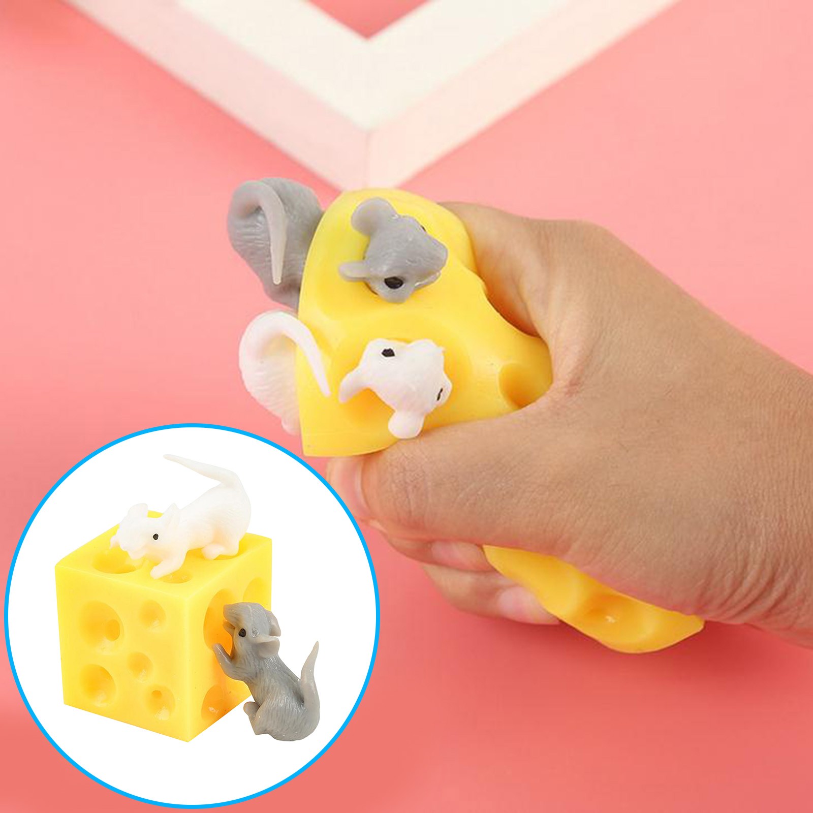 Grappige Muis En Kaas Blok Squeeze Anti-Stress Speelgoed Verstoppertje Squishable Cijfers Stress Fidget Speelgoed Voor kids Adult