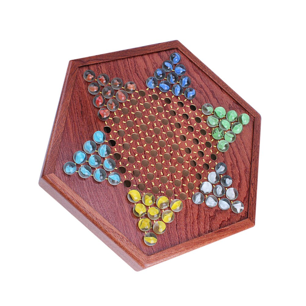 1 Set Wooden Traditional Educational Funny Chinese Checkers Chinese Chequers Checker