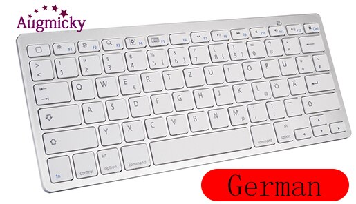 Russian French Spanish Wireless Bluetooth 3.0 keyboard for Iphone Android Tablet PC MINI keyboard for iPad Series iOS System: Silver German