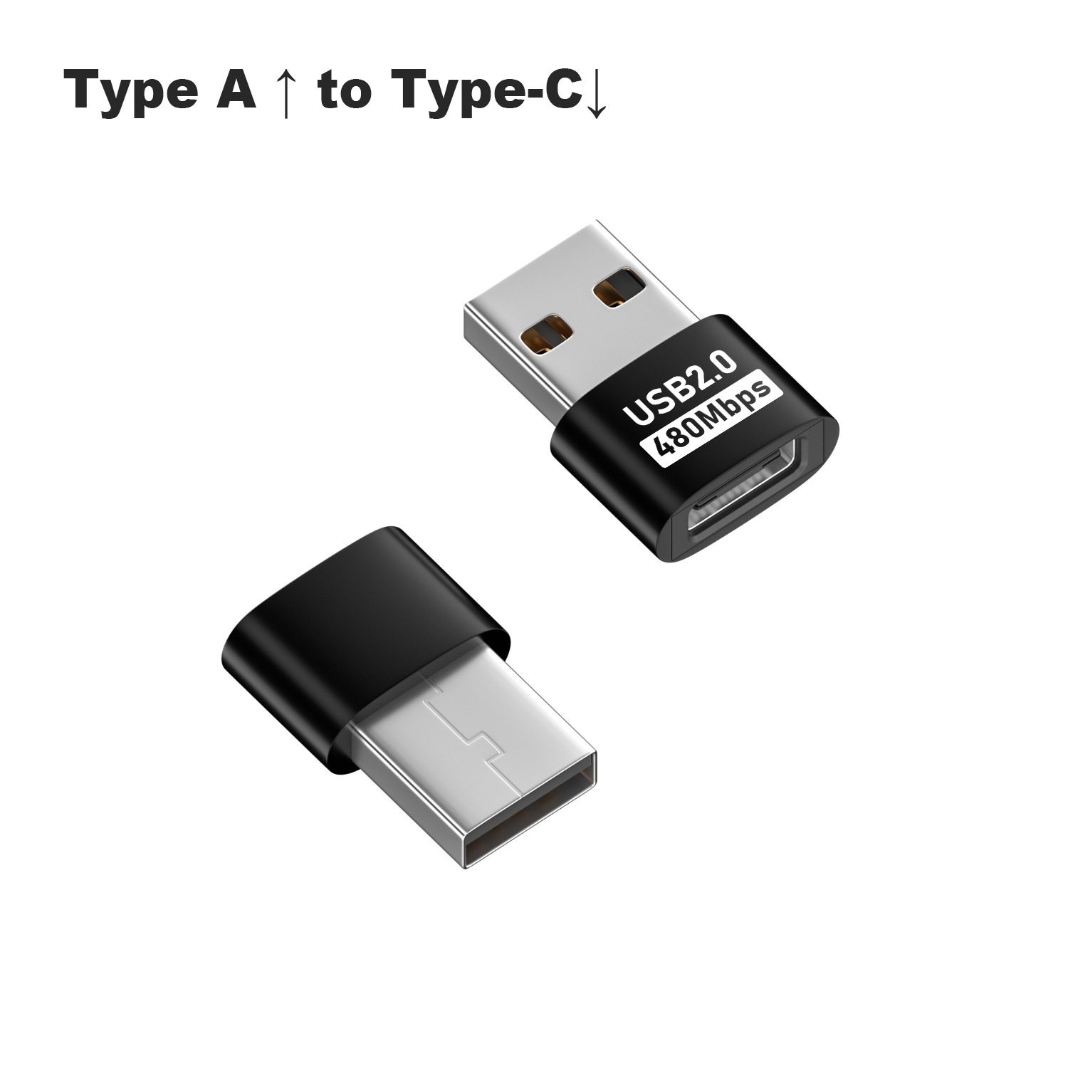 Adaptador USB 3.0 a TYPE-C hembra USB 3.1 Gen 2 Unidad USB de transferencia de alta velocidad Adaptador A revolución C hembra 2.0: Negro