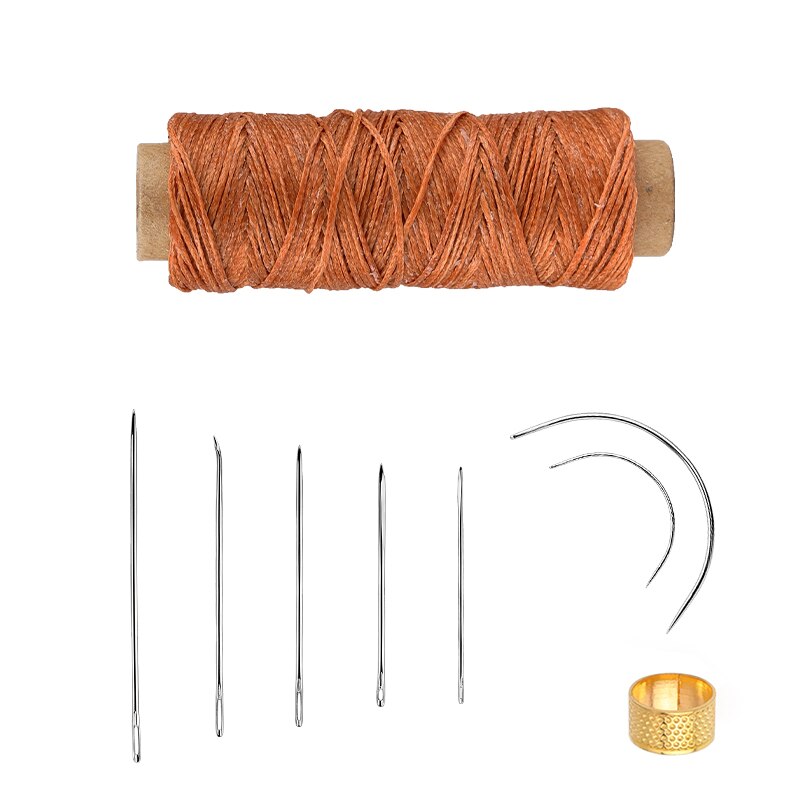 9 PCS Leather Sewing Kit With Multiple Colour Waxed Thread Golden Thimble And Leather Stitching Needles For DIY Leather Craft: Type7