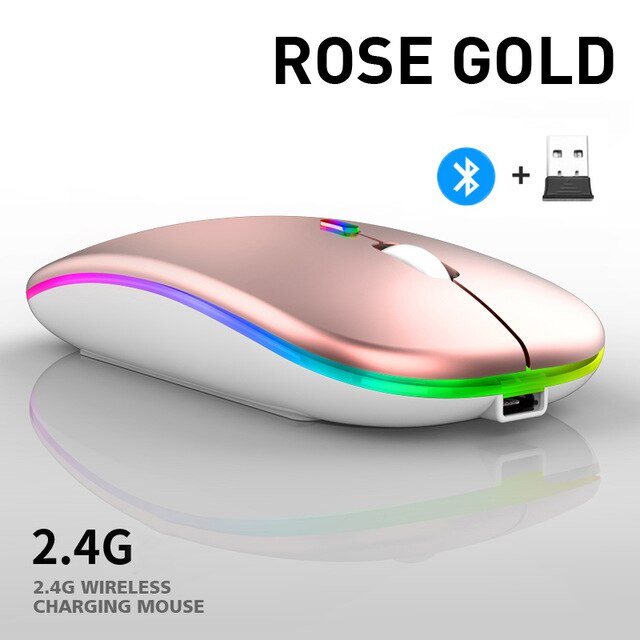 Mouse sem fio recarregável rgb bluetooth mouse para computador portátil sem fio mause silencioso led ergonômico pc macbook gaming mouse: Laranja