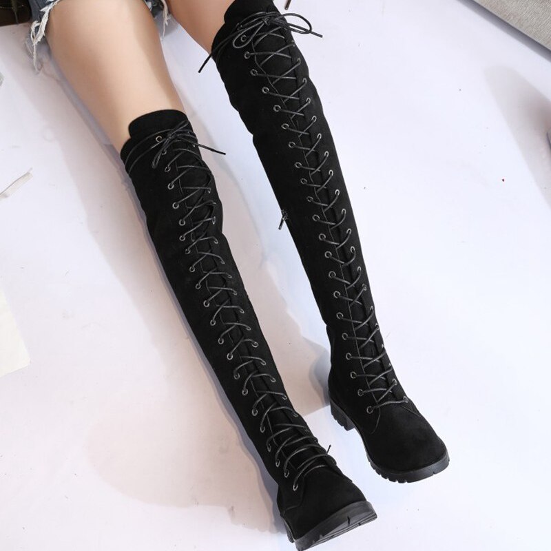 COOTELILI Oberschenkel Hohe Stiefel Spitze-hoch Frauen Schuhe Über Das Knie Stiefel Flache Lange Stiefel Damen Gummi Stiefel Frauen schuhe 35-43