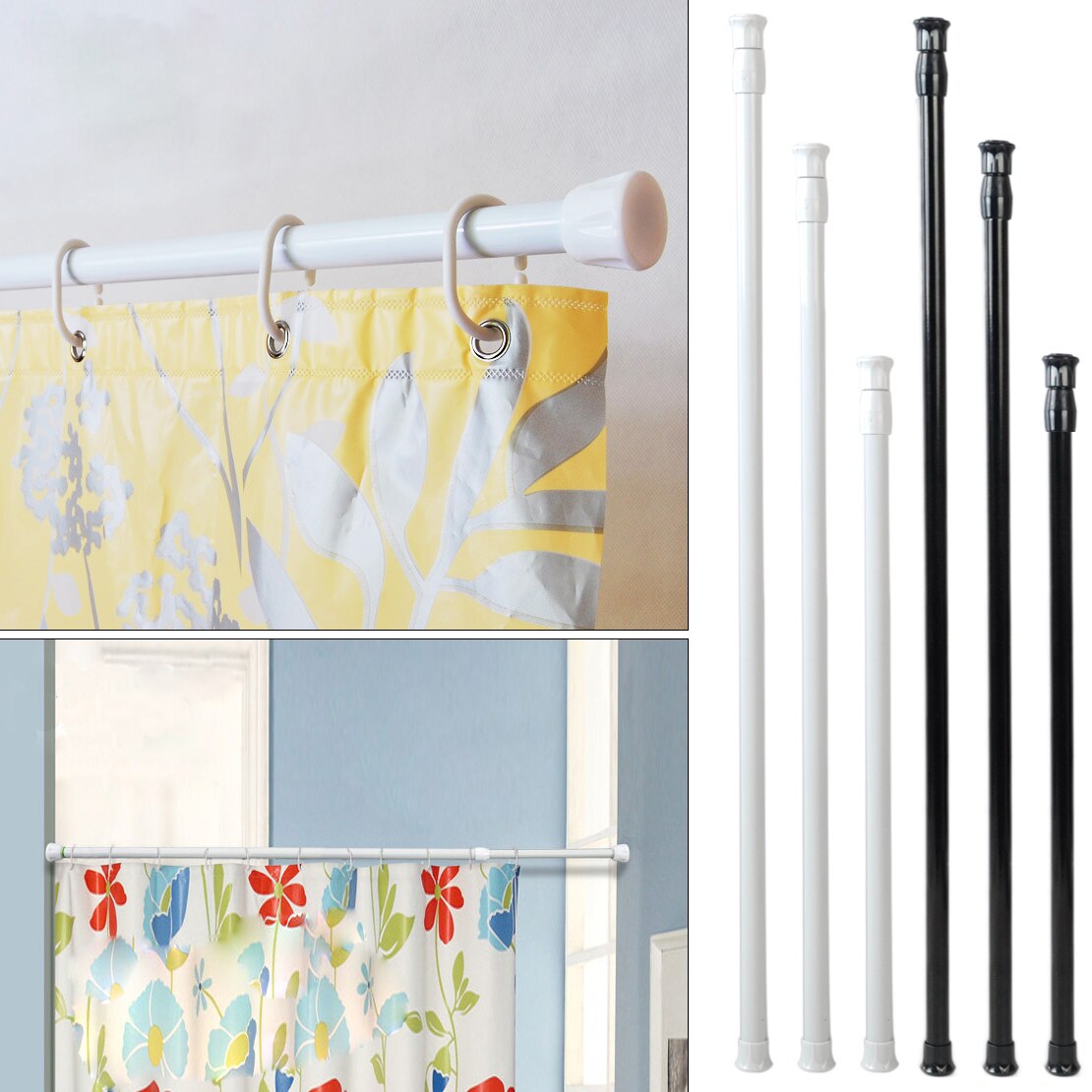 Tringle de traction à ressort extensible et réglable de 30 à 50cm, tringle de rideau télescopique pour douche, produits de fenêtre de salle de bains