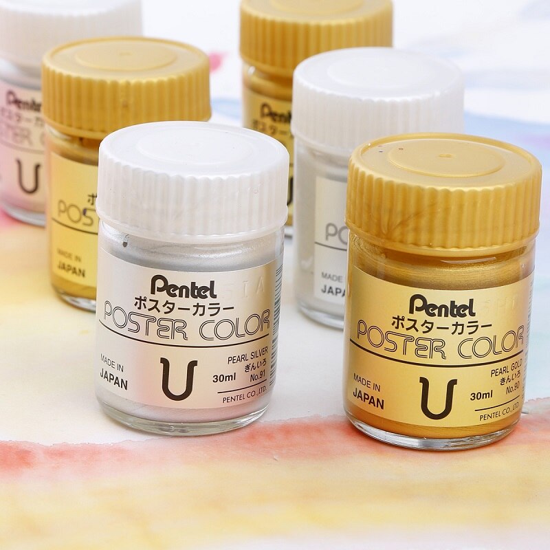 Japan Pentel 30 ml Goldene Silber Entschleimung Gouache Pigment Werbung Pigment Kalligraphie
