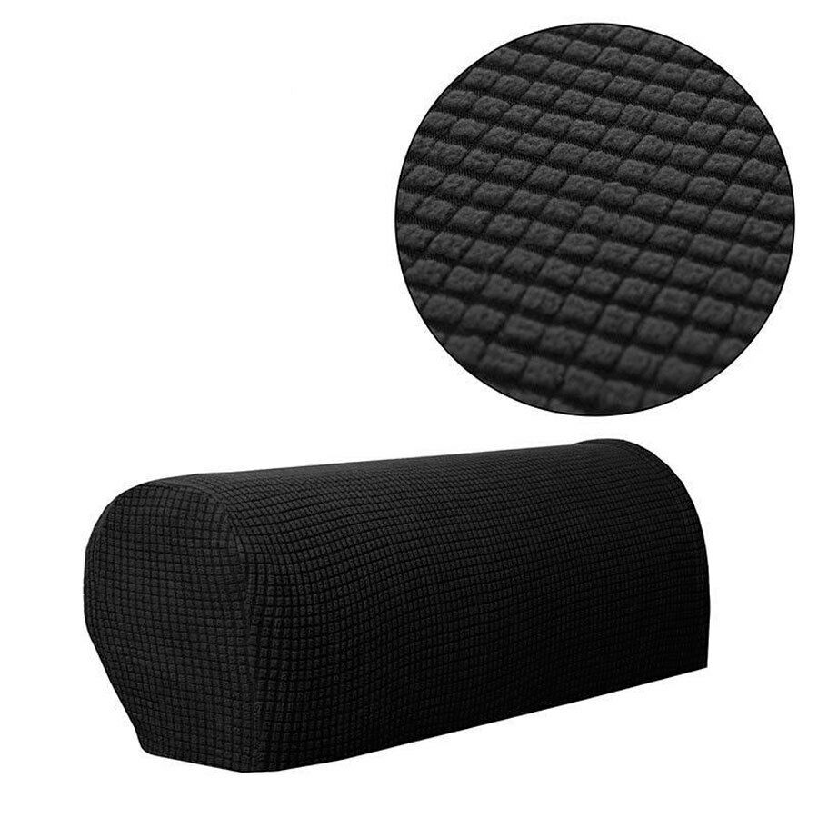 1 Pair Sofa Covers for Living Room Removable Arm Stretch Couch Chair Protector Armchair Covers Armrest Solid Couch Cover: Black