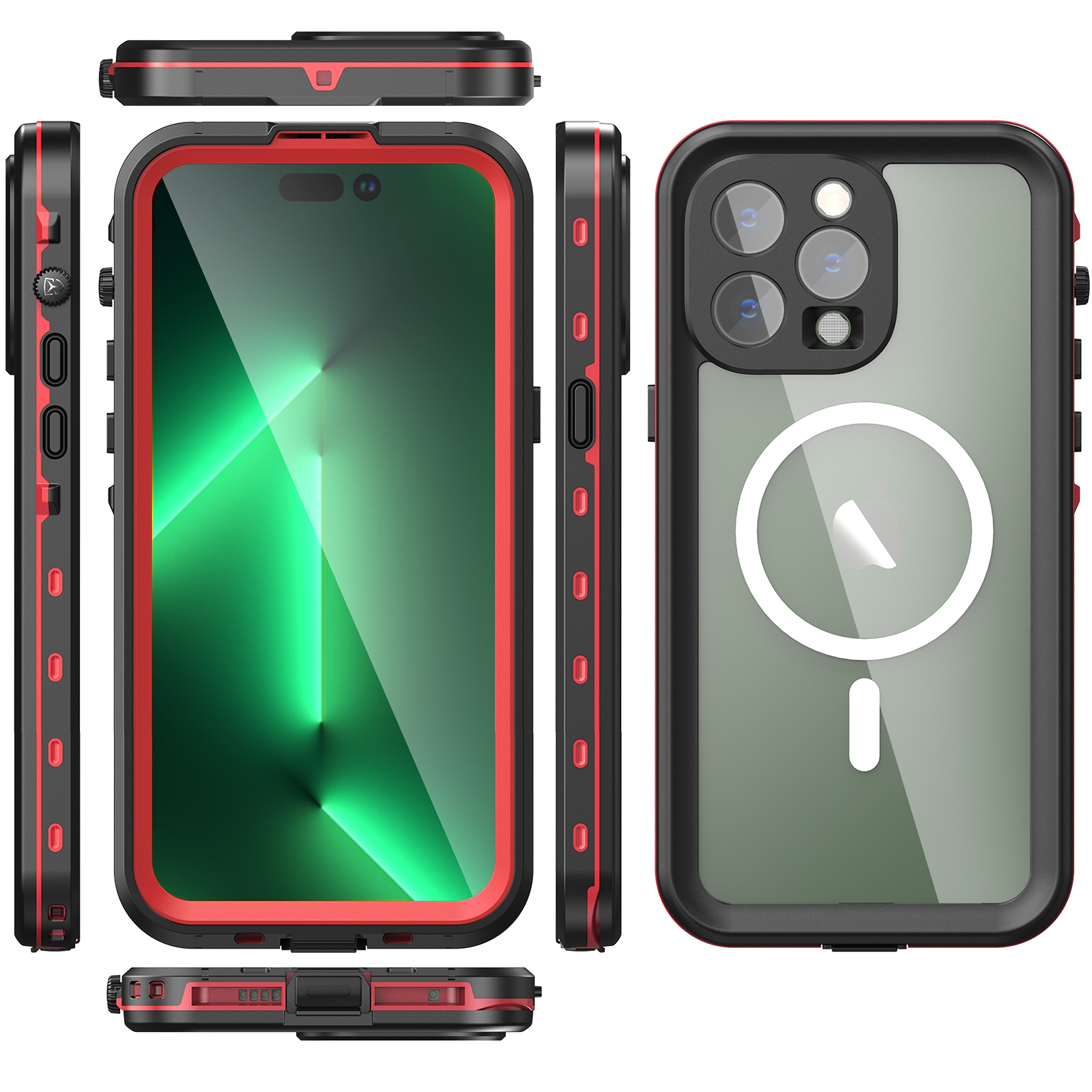 Wasserdichte Hülle für iPhone 15 Pro Max 14 Pro iPhone 13 Pro Max IP68 Schutz Ganzkörper schutz staub dichte magnetische Handy hülle: Denim / Gold