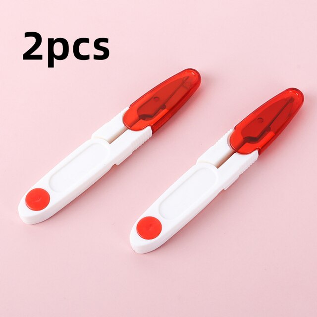 U-Shaped Thread Scissors Deburring Fishing Line Shears Cross Stitch Sewing Snip Thread Tailor Cutter Scissors Diy Craft Tool: red-2pcs