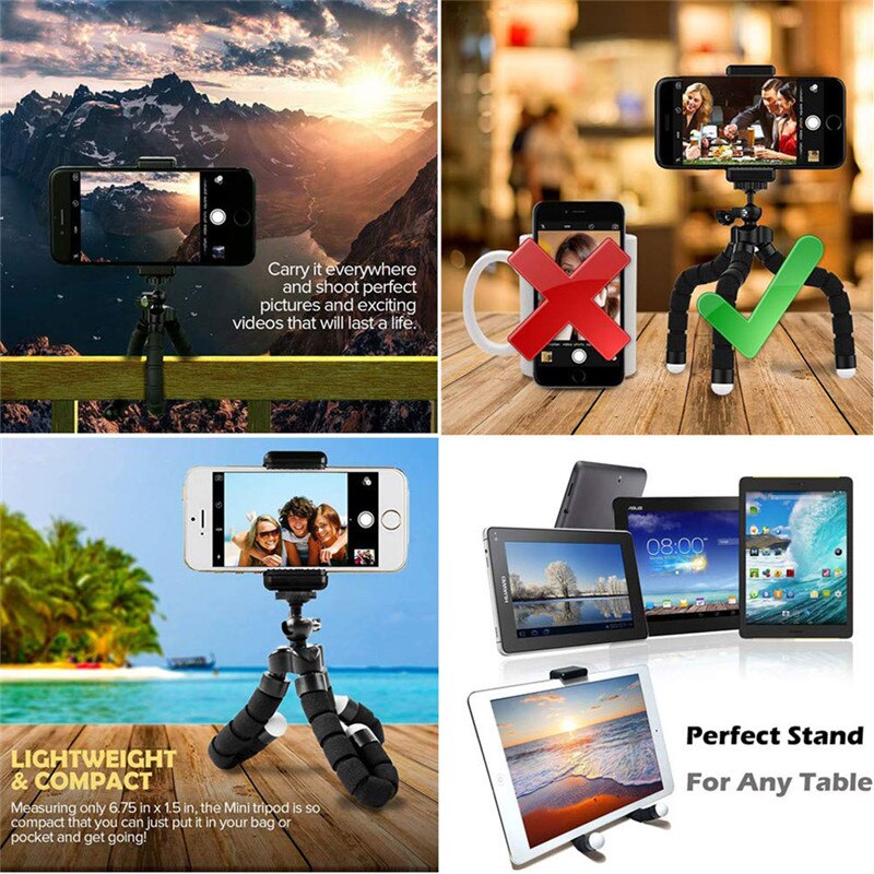 Portable Mini Flexible Sponge Octopus Tripod for SamsungXiaomi Huawei Iphone Mobile Phone Camera Clip Smartphone Tripod