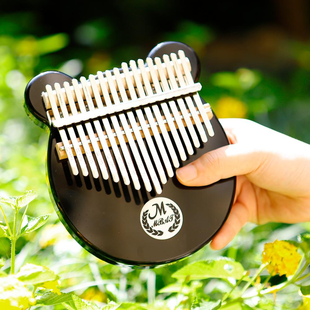 Kalimba 17 Key Acrylic Kalimba With EQ Thumb Piano Finger Piano for Children Beginner Tuner Hammer Stick Bear Kalimba Case