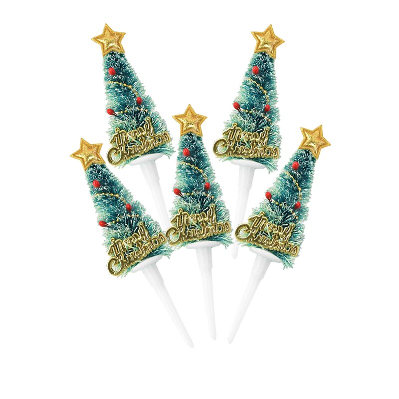 5pcs Christmas Cake Topper Mini Xmas Tree Wreath Shape Cupcake Topper for Merry Christmas Kids Favor Baking Dessert Decoration 7: B07-5pcs