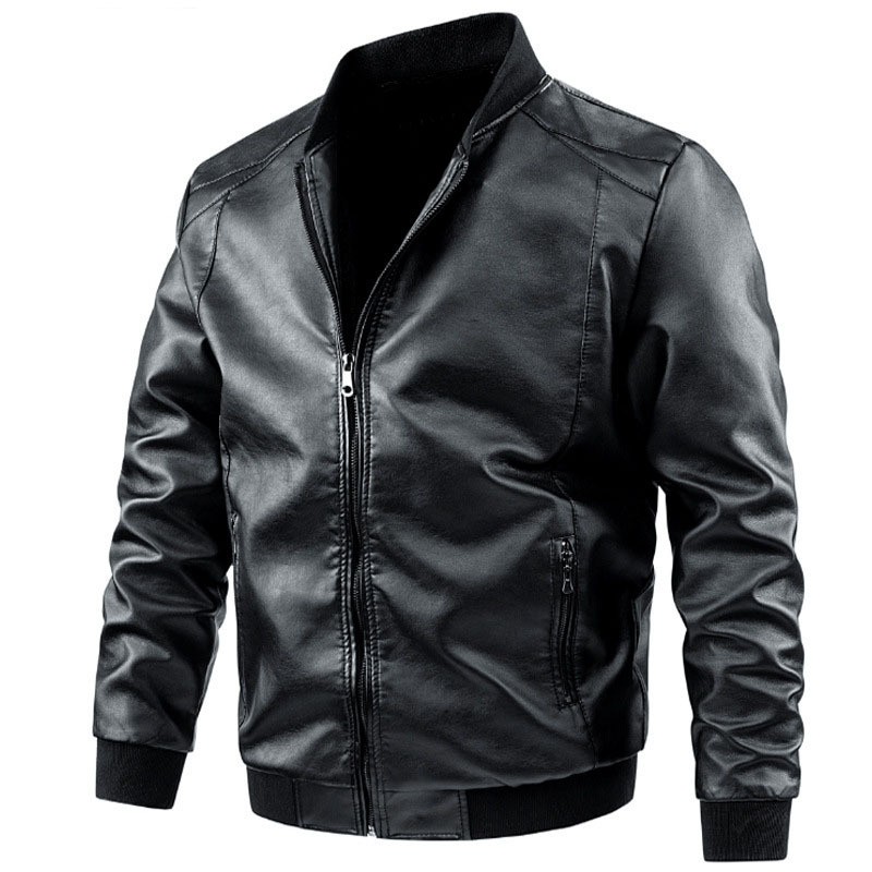 Jongens Bruin Pu Lederen Motorfiets Biker Jack 7xl 8xl 5xl 6xl Oversized Faux Lederen Rits Jasje Heren Casual Mannenblauwe Bovenkleding