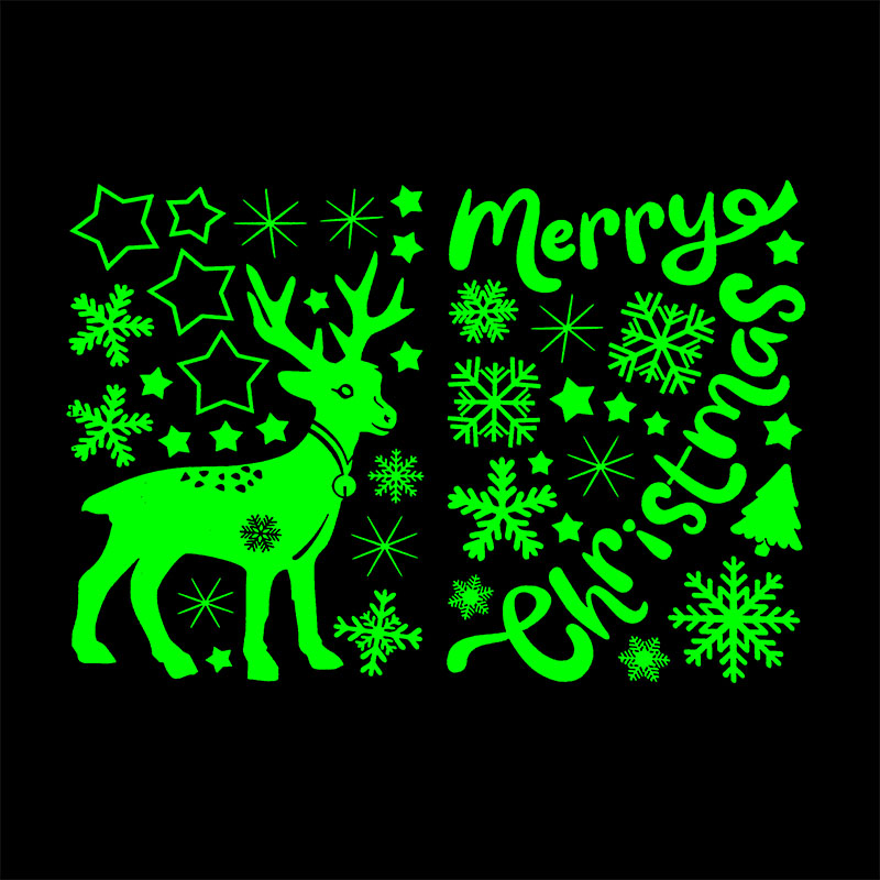 2 Sheets Glowing Christmas Window Decal Sticker PVC Snowflake Merry Christmas Letter Decal for Kids Room School Xmas Decor