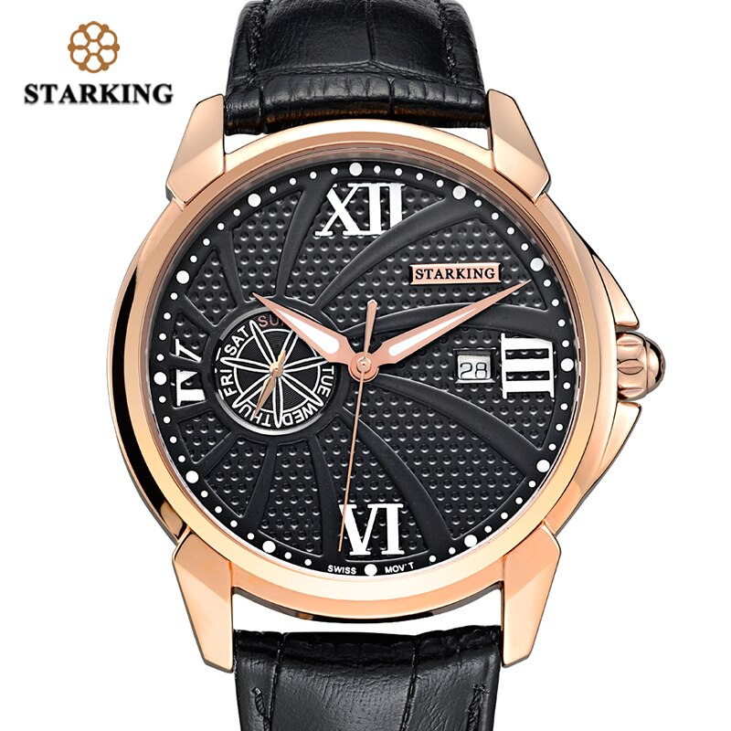 Relojes STARKING, reloj de para hombres, reloj de cuarzo negro de acero de lujo, reloj de pulsera deportivo de cristal de zafiro para hombre, reloj Masculino