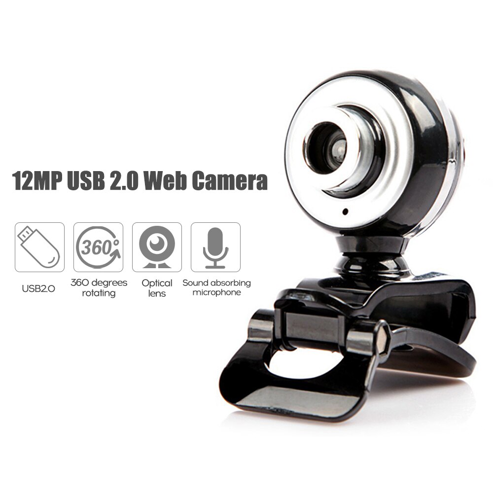 Usb Webcam 12MP Usb 2.0 High-Definition Web Camera Met Microfoon Clip-On Base 30FPS Driveless Voor Laptop computer