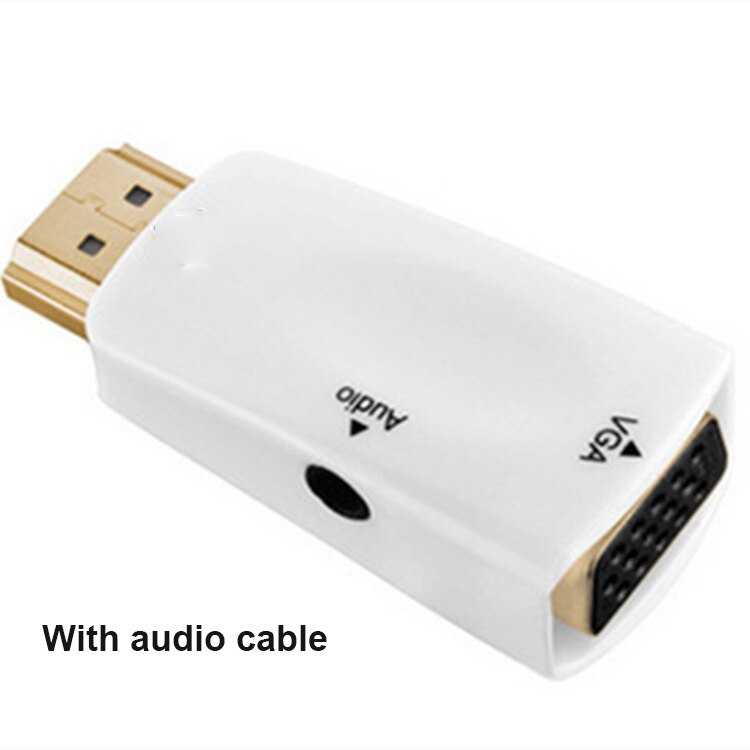 Hdmi-Compatibel Naar Vga Kabel Converter Man Famale Converter Adapter 3.5 Mm Jack Audio Hd 1080P Voor pc Laptop Tablet: WHITE