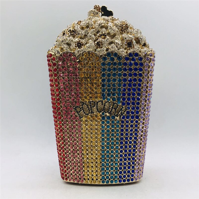 Neueste Popcorn Kupplung Handtasche Braut Hochzeit Party Geldbörse Kristall Hochzeit Geldbörse und Handtasche exquisit Kette Schulter Tasche